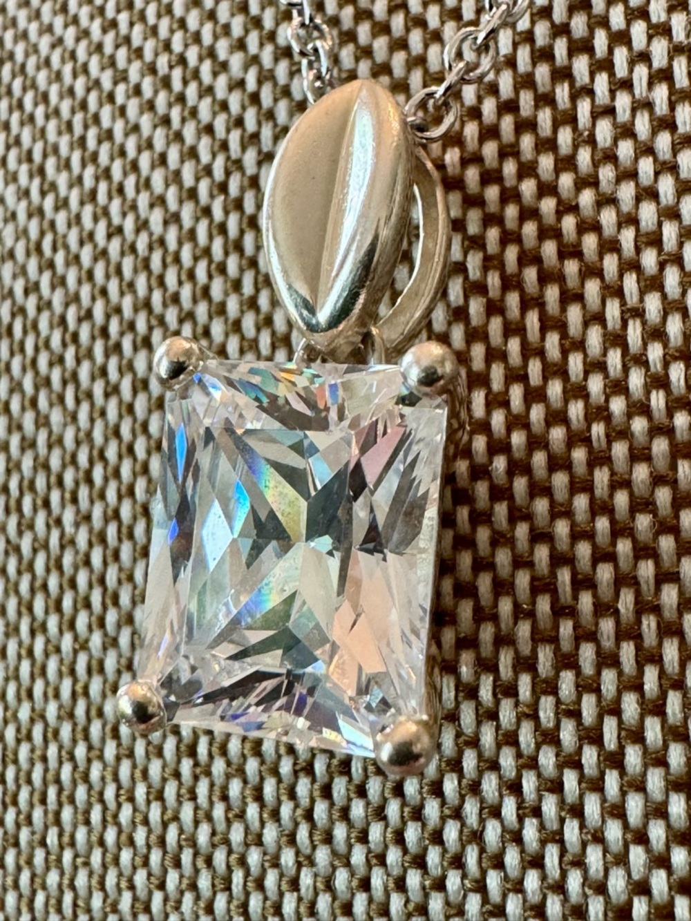 CZ Princess-Cut Silver Pendant